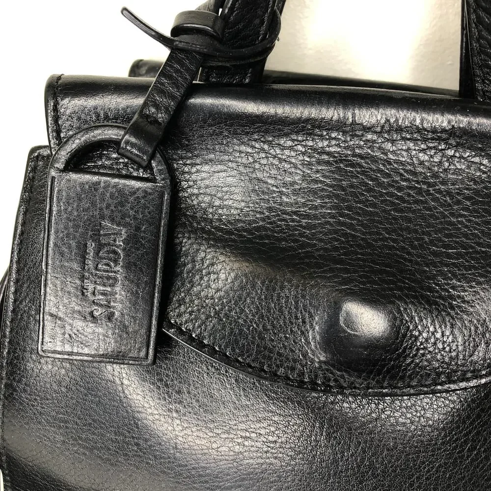 Kate Spade Saturday Black Leather Satchel Small Crossbody Bag Zip Top Purse